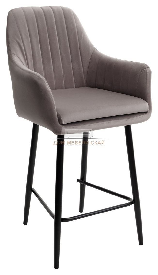 Полубарный стул Роден, велюровый серого цвета Premier 25