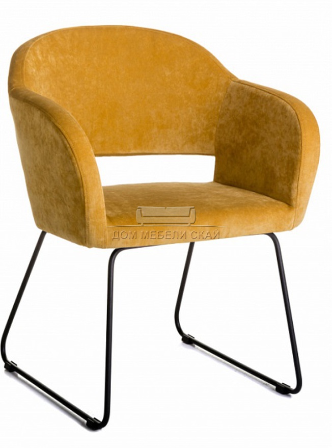 Стул-кресло Oscar, велюровый жёлтого цвета/линк черный