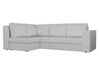 Угловой диван-кровать левый Пауэр, белый/экокожа