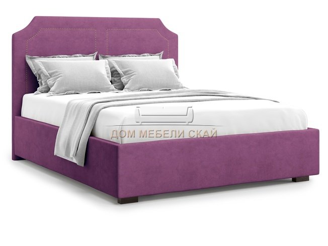 Кровать полутороспальная 140x200 Lago без подъемного механизма, фиолетовый велюр velutto 15