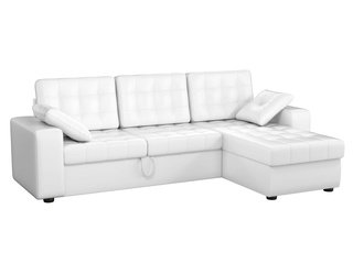 Угловой диван-кровать правый Камелот, белый/экокожа