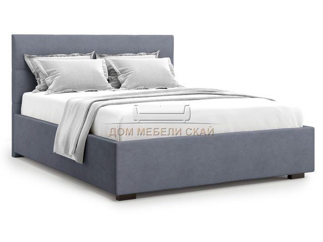 Кровать полутороспальная 140x200 Garda без подъемного механизма, серый велюр velutto 32