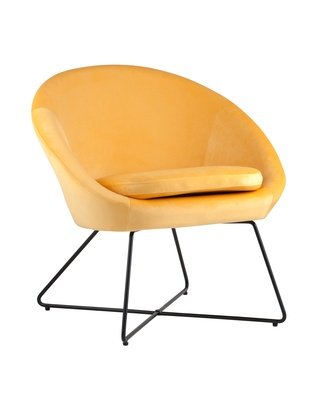 Стул-кресло Колумбия, велюровый желтого цвета