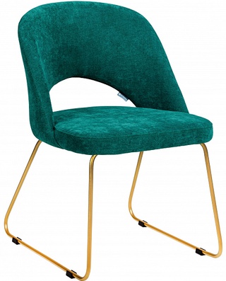 Стул-кресло Lars, микровельвет изумрудного цвета/линк золото