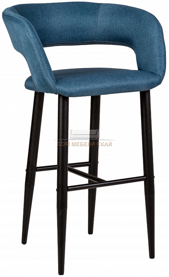 Стул-кресло барное Walter, рогожка синего цвета/черный