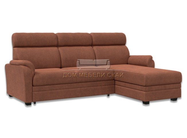 Угловой диван-кровать Омега 2-1, коричневый велюр