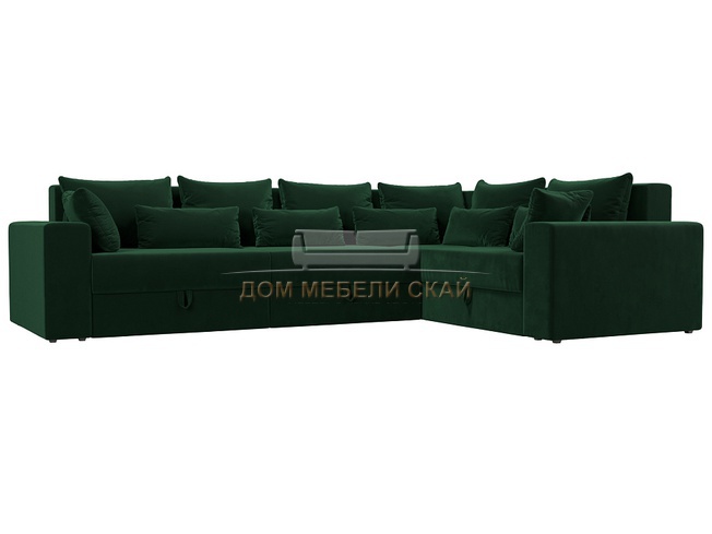 Угловой диван-кровать правый Майами Long, зеленый/велюр