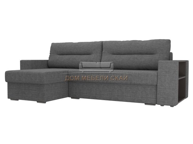 Угловой диван-кровать левый Эридан, серый/рогожка