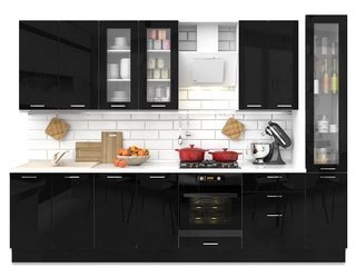 Кухня Модерн 3200 с пеналом, черный глянец