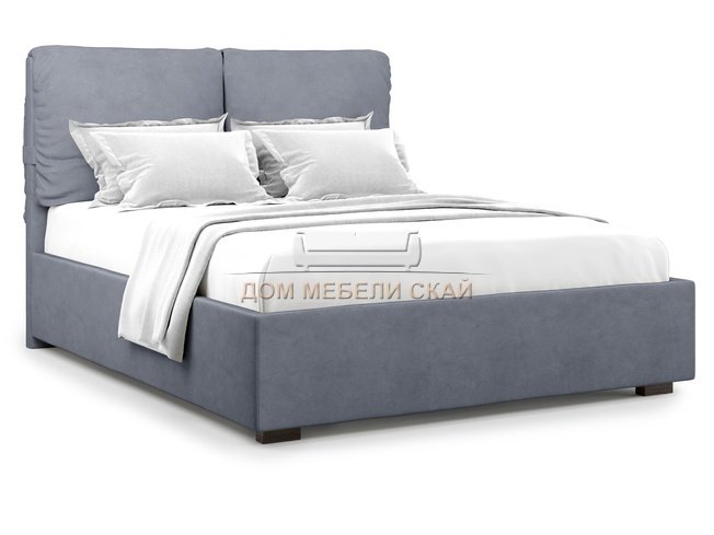 Кровать полутороспальная 140x200 Trazimeno с подъемным механизмом, серый велюр velutto 32
