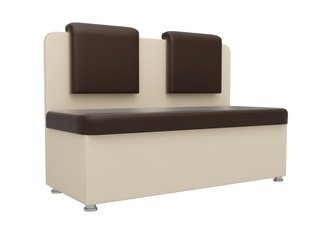 Кухонный диван Маккон 2-х местный, коричневый/бежевый/экокожа