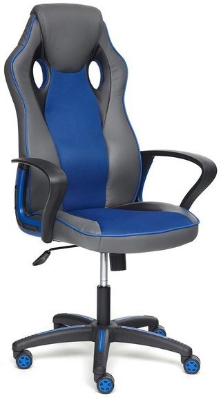 Кресло офисное Рейсер Racer, металлик экокожа/синяя сетка