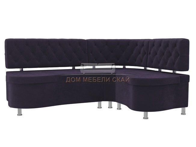 Кухонный угловой диван правый Вегас, фиолетовый/велюр