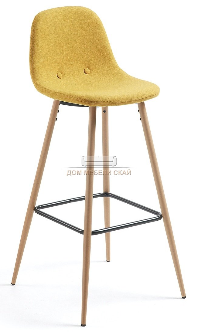 Барный стул Nilson, CC0276J81 шенилл желтого цвета