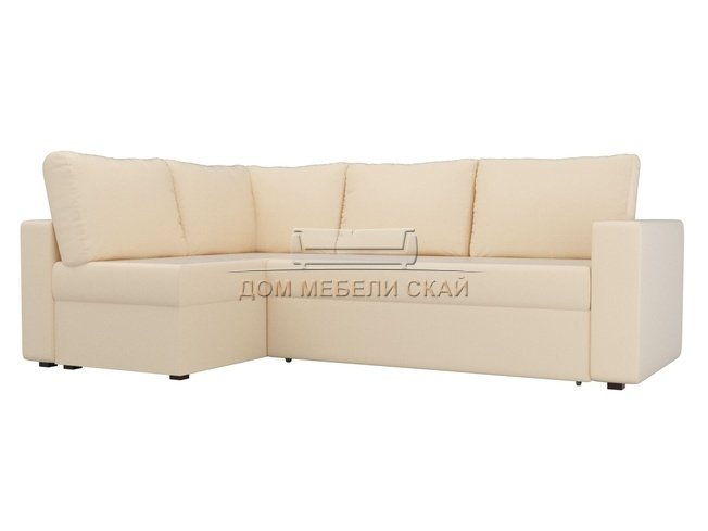 Угловой диван-кровать левый Оливер, бежевый/экокожа