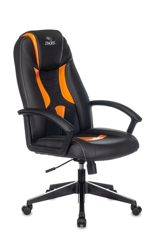 Кресло игровое Zombie 8, черно-оранжевое/экокожа