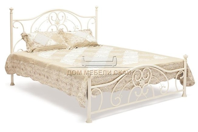 Кровать полутороспальная металлическая ELIZABETH 140x200, античный белый