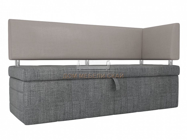 Кухонный диван Стоун с правым углом, серый/бежевый/рогожка
