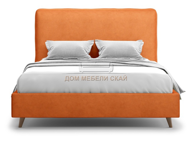Кровать полутороспальная 140x200 Brachano Lux, оранжевый велюр velutto 27