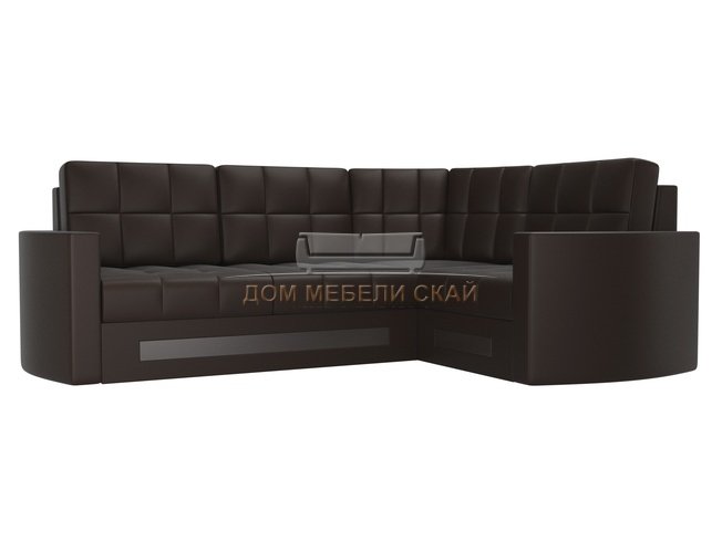 Угловой диван-кровать правый Белла, коричневый/экокожа