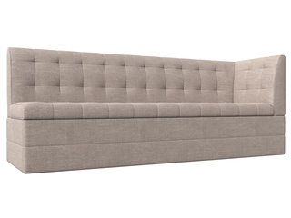 Кухонный угловой диван со спальным местом правый Бриз, бежевый/рогожка