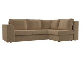 Угловой диван-кровать правый Пауэр, бежевый/микровельвет