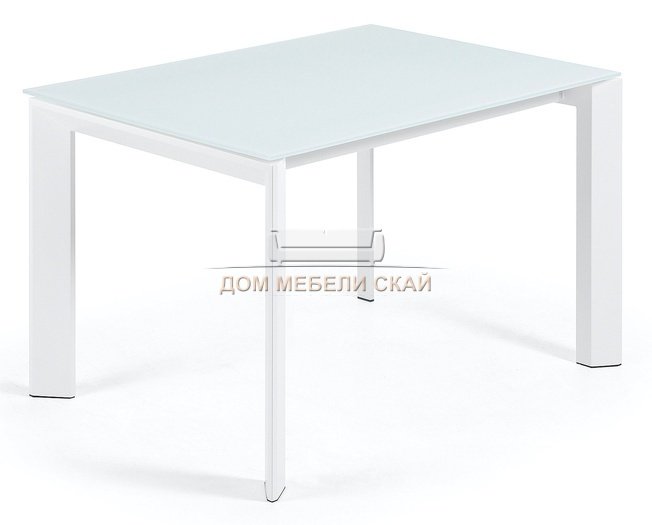 Стол обеденный раздвижной Atta 120(180)x80 белый, белое стекло