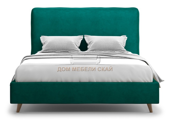 Кровать полутороспальная 140x200 Brachano Lux, зеленый велюр velutto 33