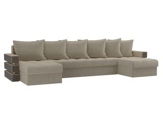 П-образный угловой диван Венеция, бежевый/микровельвет
