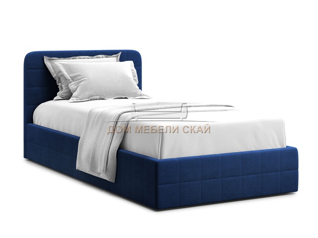Кровать односпальная Adda 90x200 с ПМ, синий велюр velutto 26