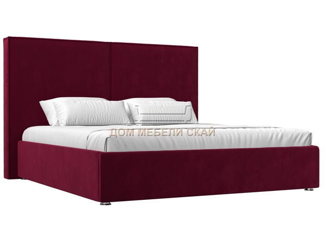 Кровать двуспальная 160x200 Аура с ПМ, бордовый микровельвет
