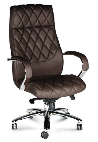 Кресло офисное Бонд, brown/сталь/хром /темно-коричневая экокожа