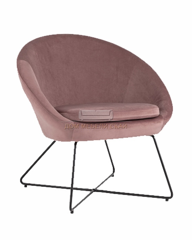 Стул-кресло Колумбия, пыльно-розовый велюр