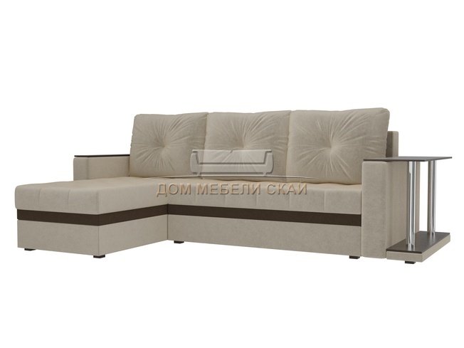 Угловой диван-кровать левый Атланта М, бежевый/микровельвет