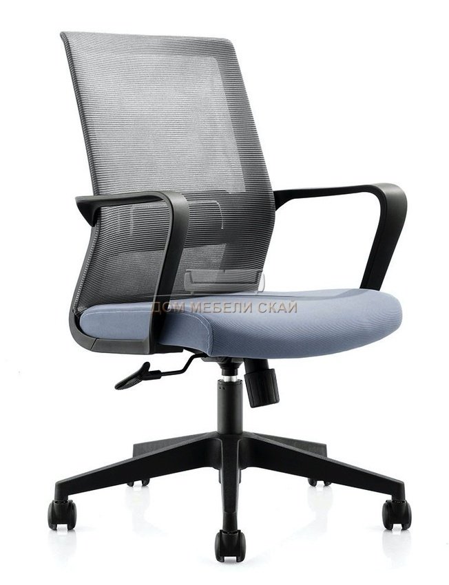 Кресло офисное Интер LB, черный пластик/серая сетка/серая ткань