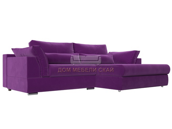 Угловой диван Пекин правый, микровельвет фиолетовый