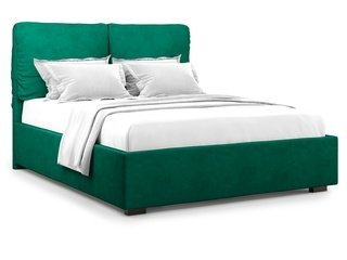 Кровать полутороспальная 140x200 Trazimeno без подъемного механизма, зеленый велюр velutto 33