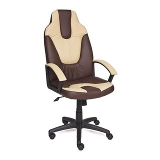 Кресло офисное Нео Neo 2, коричневая/бежевая экокожа