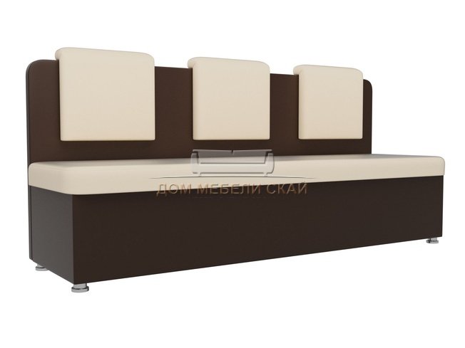 Кухонный диван Маккон 3-х местный, бежевый/коричневый/экокожа