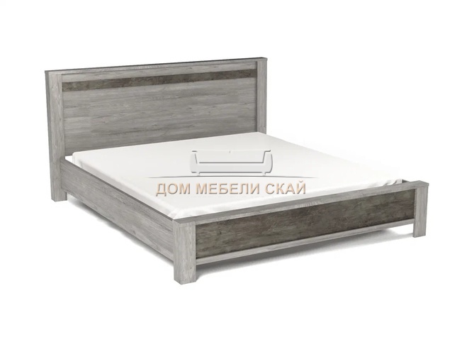 Кровать двуспальная 180x200 Денвер Люкс, риббек серый/камень темный