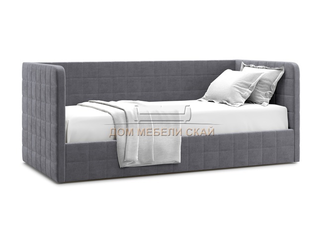Кровать-кушетка мягкая Brenta 90x200 с ПМ, серый велюр velutto 32