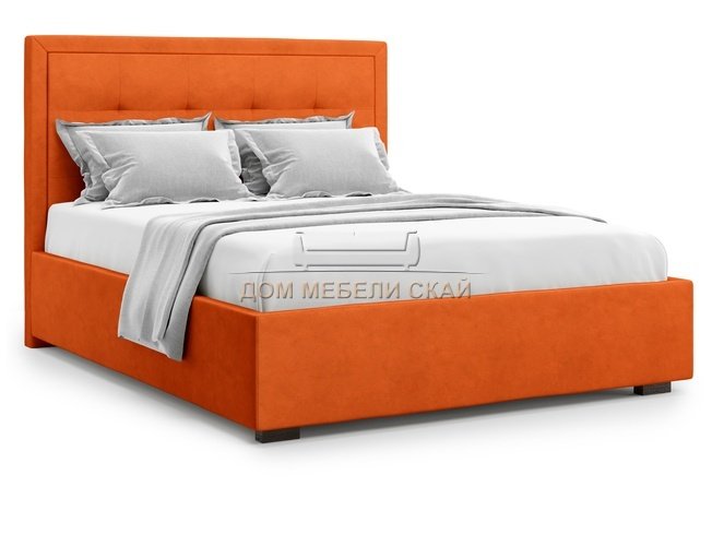 Кровать полутороспальная 140x200 Komo с подъемным механизмом, оранжевый велюр velutto 27