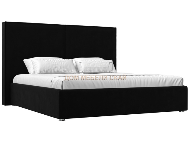 Кровать двуспальная 160x200 Аура с ПМ, черный микровельвет