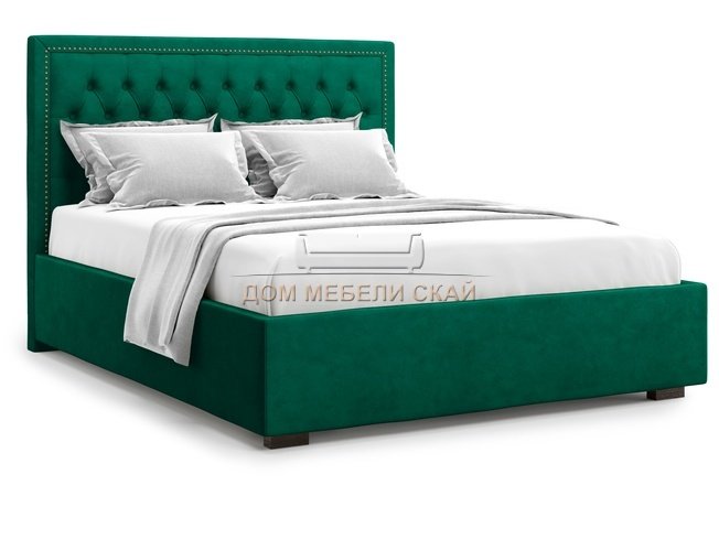 Кровать двуспальная 180x200 Orto без подъемного механизма, зеленый велюр velutto 33