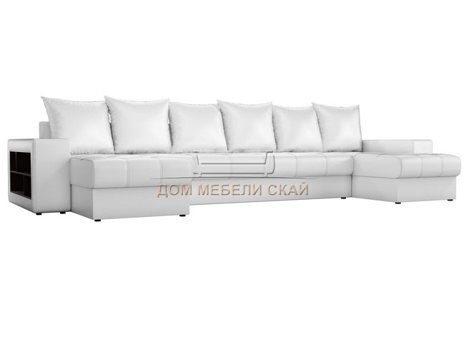 П-образный угловой диван Дубай, белый/экокожа