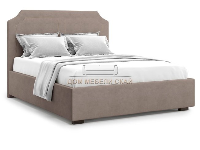 Кровать полутороспальная 140x200 Lago с подъемным механизмом, коричневый велюр velutto 22