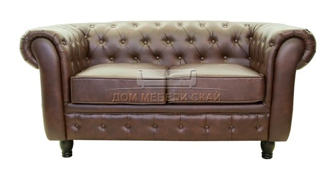 Диван из кожи 2-местный Chesterfield, brown