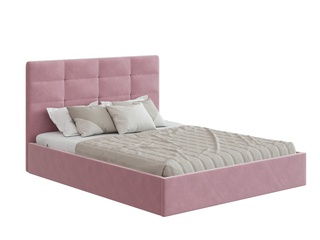 Кровать двуспальная 160х200 Соната с ПМ, велюр розовый happy315