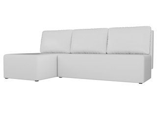 Угловой диван-кровать левый Поло, белый/экокожа