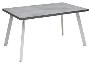 Стол обеденный раскладной BRICK M 140, бетон портленд/белый